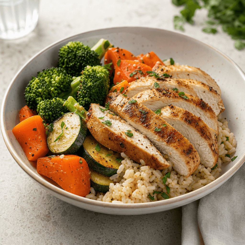 Chicken and vegetable bowl