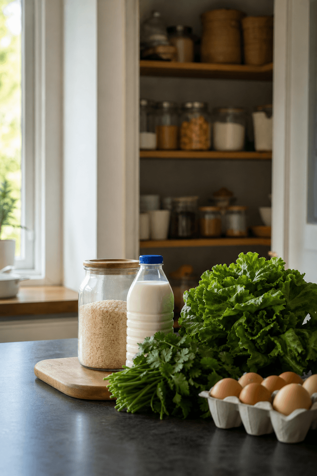 Kitchen pantry with a calm, useful picture of what is available